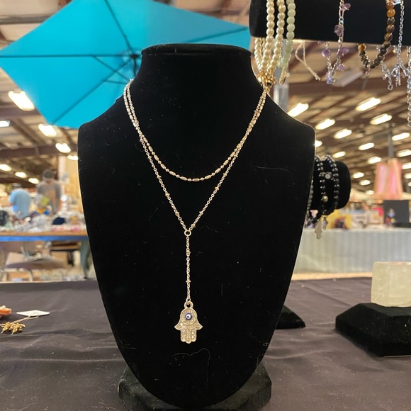 Hands hand, charm necklace
